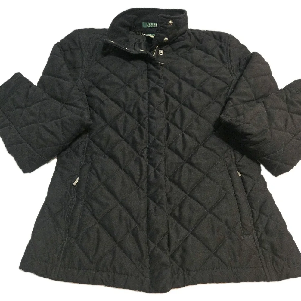 Lauren Ralph Lauren Women's Black Quilted Light Padded Full Zip Jacket Sz Small - Picture 3 of 9